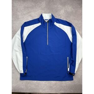 FootJoy Pullover Jacket Mens Large Blue White Golf Windbreaker Half Zip FJ Logo